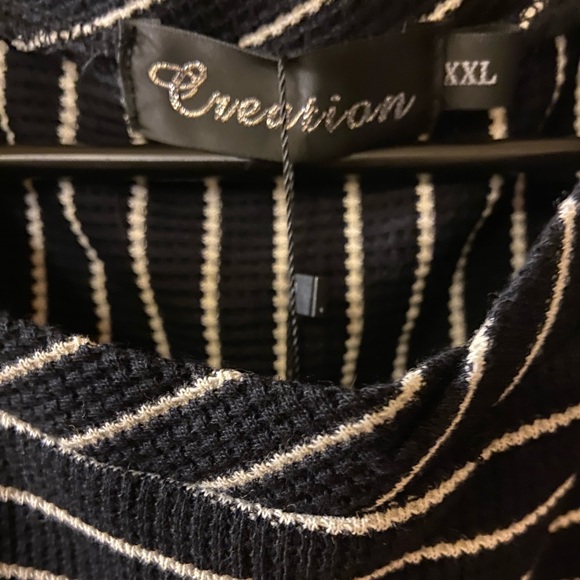 Creation black & white striped crew neck sweater with front pocket - XXL - NWT - Picture 2 of 13